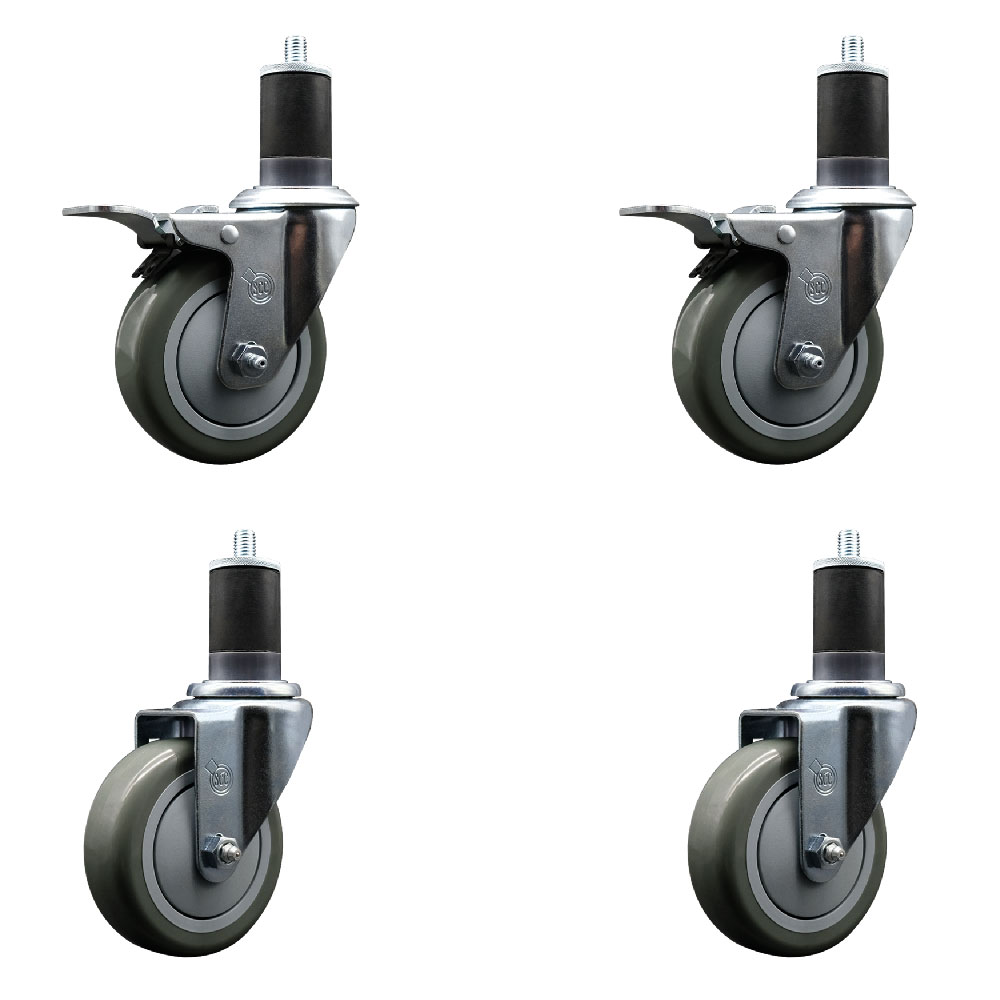 SCC-EXTTL20S414-PPUB-2-S-2-158 Polyurethane Swivel Expanding Stem Caster with 4 in. Gray Wheels & 1.63 in. Stems - Set of 4