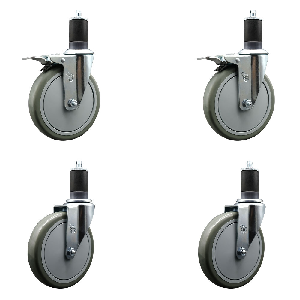 SCC-EXTTL20S614-PPUB-2-S-2-158 Polyurethane Swivel Expanding Stem Caster with 6 in. Gray Wheels & 1.63 in. Stems - Set of 4