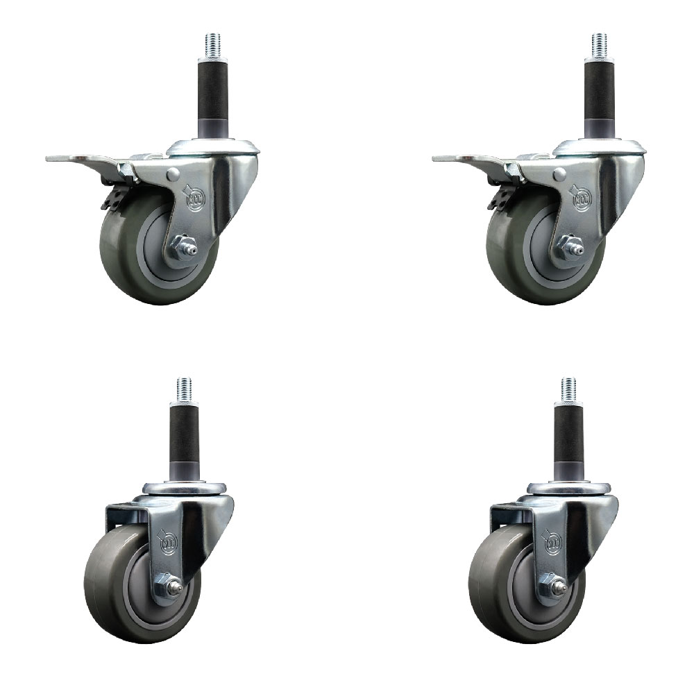 SCC-EXTTL20S314-PPUB-2-S-2-1 Polyurethane Swivel Expanding Stem Caster with 3 in. Gray Wheels & 1 in. Stems - Set of 4