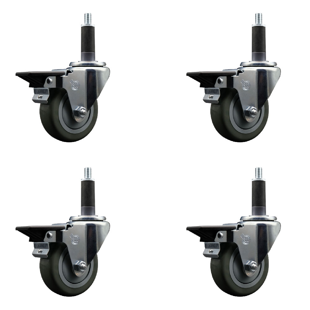 SCC-EX20S3514-PPUB-PLB-1-4 Polyurethane Swivel Expanding Stem Caster with 3.5 in. Gray Wheels & 1 in. Stems - Set of 4