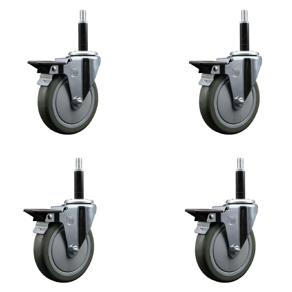 SCC-EX20S514-PPUB-PLB-34-4 Polyurethane Swivel Expanding Stem Caster with 5 in. Gray Wheels & 0.75 in. Stems - Set of 4