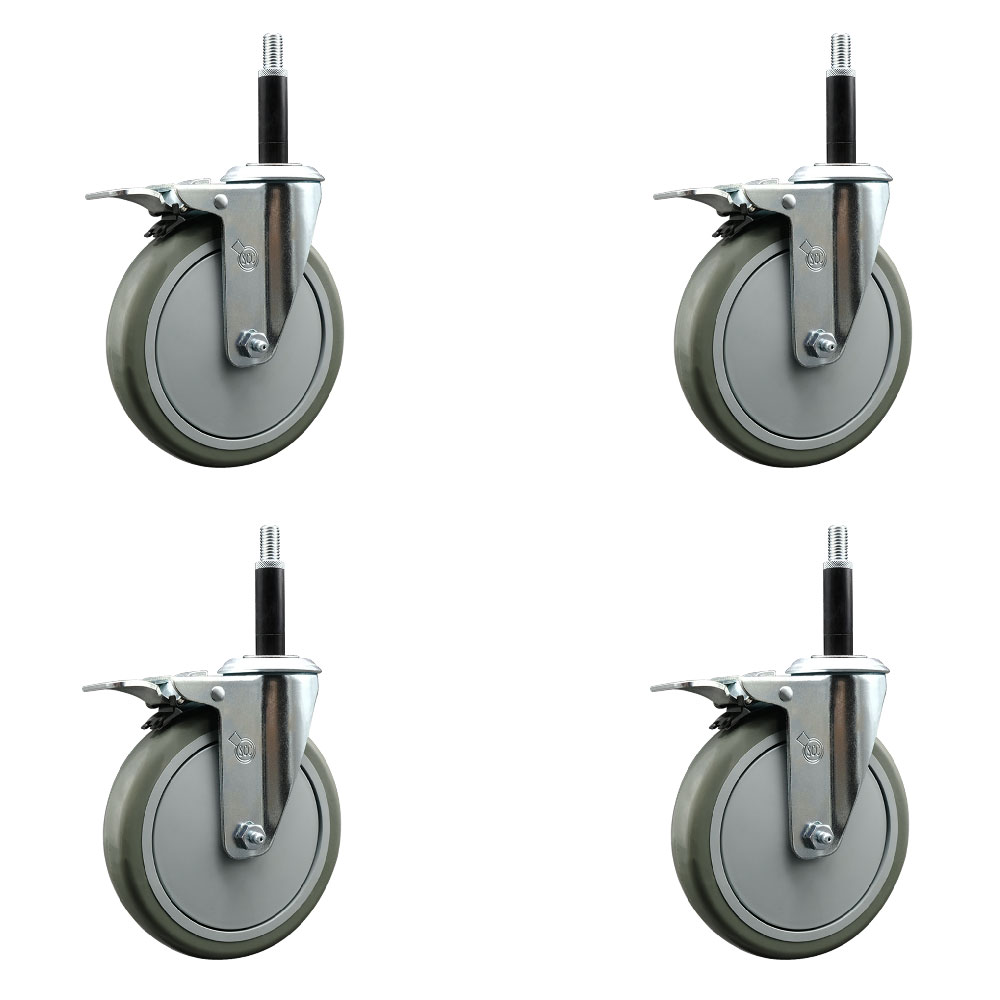 SCC-EXTTL20S614-PPUB-34-4 Polyurethane Swivel Expanding Stem Caster with 6 in. Gray Wheels & 0.75 in. Stems - Set of 4