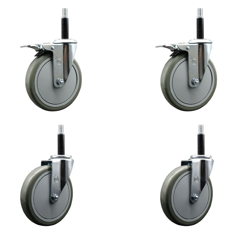 SCC-EXTTL20S614-PPUB-2-S-2-34 Polyurethane Swivel Expanding Stem Caster with 6 in. Gray Wheels & 0.75 in. Stems - Set of 4
