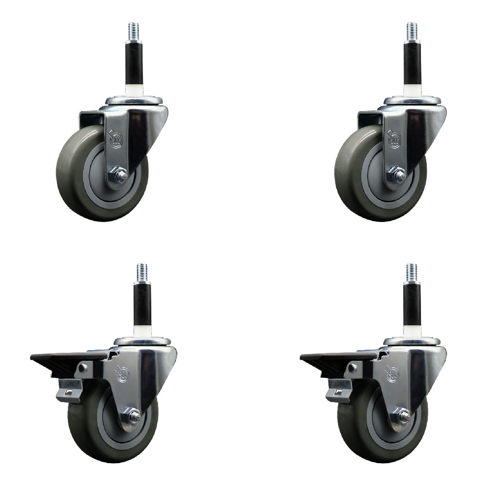 SCC-EX20S3514-PPUB-2-PLB-2-78 Polyurethane Swivel Expanding Stem Caster with 3.5 in. Gray Wheels & 0.87 in. Stems - Set of 4