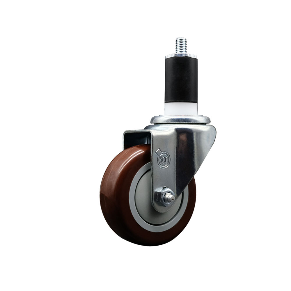 SCC-EX20S3514-PPUB-MRN-112 Polyurethane Expanding Stem Swivel Caster with 3.5 in. Maroon Wheel & 1.5 in. Stem