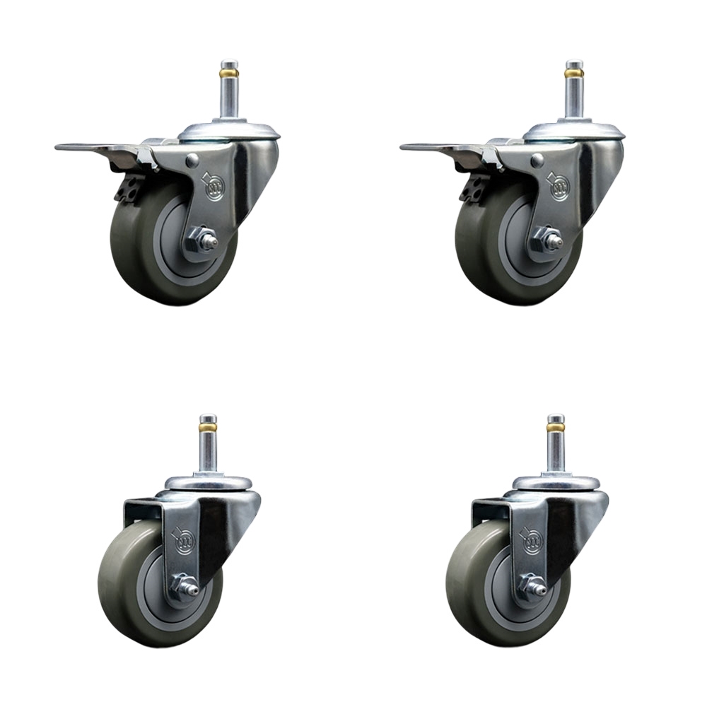 SCC-GRTTL20S314-PPUB-716138-2-S-2 Polyurethane Swivel Grip Ring Stem Caster with 3 x 1.25 in. Gray Wheels & 0.43 in. Stems - Set of 4