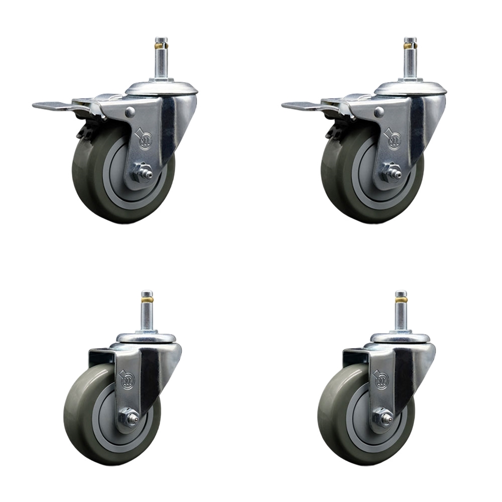 SCC-GRTTL20S3514-PPUB-716138-2-S-2 Polyurethane Swivel Grip Ring Stem Caster with 3.5 x 1.25 in. Gray Wheels & 0.43 in. Stems - Set of 4