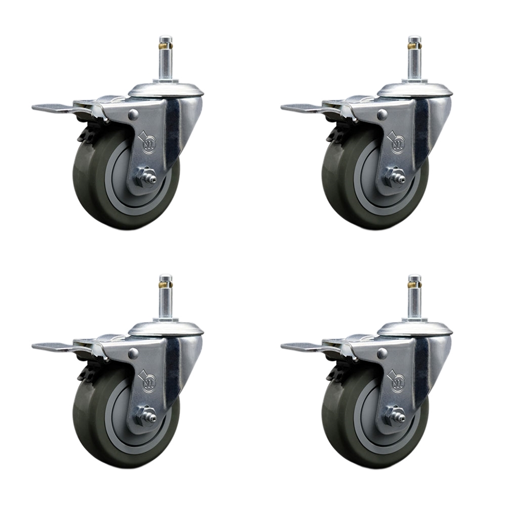SCC-GRTTL20S414-PPUB-716138-4 Polyurethane Swivel Grip Ring Stem Caster with 4 x 1.25 in. Gray Wheels & 0.43 in. Stems - Set of 4