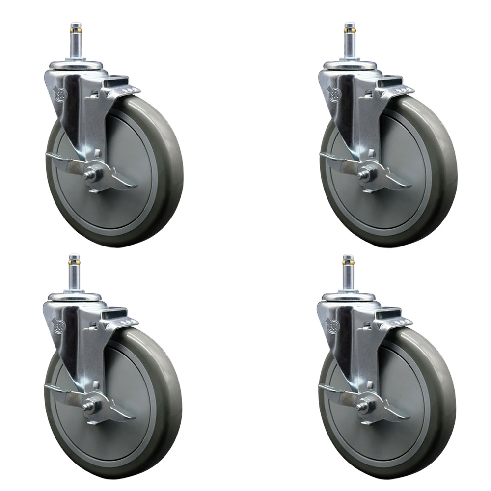 SCC-GR20S614-PPUB-TLB-716138-4 Polyurethane Swivel Grip Ring Stem Caster with 6 x 1.25 in. Gray Wheels & 0.43 in. Stems - Set of 4