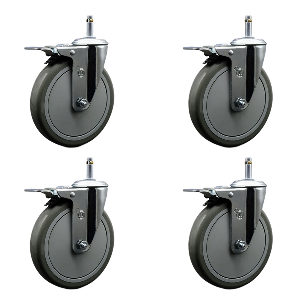 SCC-GRTTL20S614-PPUB-716138-4 Polyurethane Swivel Grip Ring Stem Caster with 6 x 1.25 in. Gray Wheels & 0.43 in. Stems - Set of 4