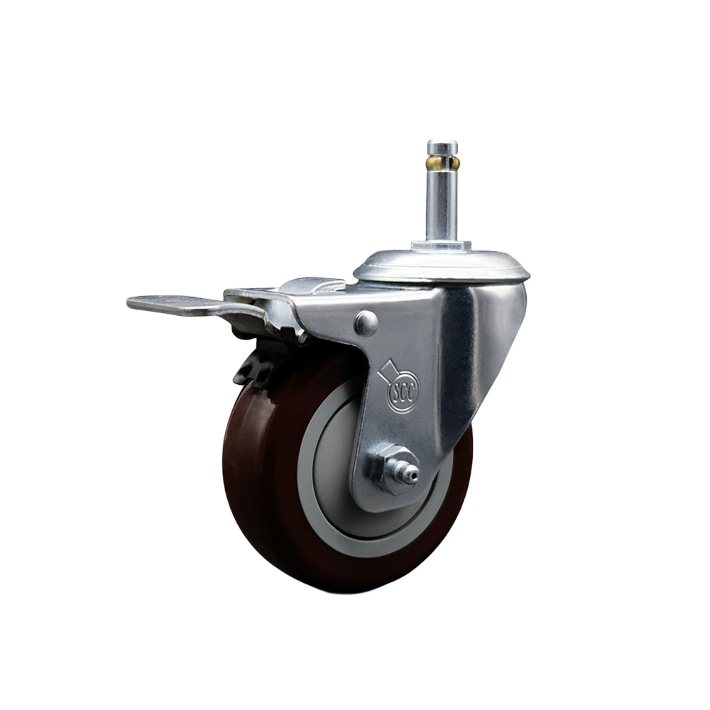 SCC-GRTTL20S3514-PPUB-MRN-716138 Polyurethane Swivel Grip Ring Stem Caster with 3.5 x 1.25 in. Maroon Wheel & 0.43 in. Stem & Total Locking Brake