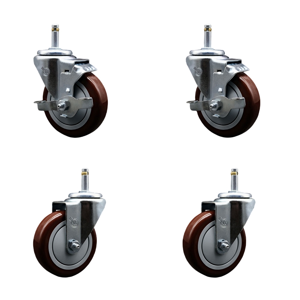 SCC-GR20S414-PPUB-MRN-TLB-716138-2S2 Polyurethane Swivel Grip Ring Stem Caster with 4 x 1.25 in. Maroon Wheels & 0.43 in. Stems - Set of 4
