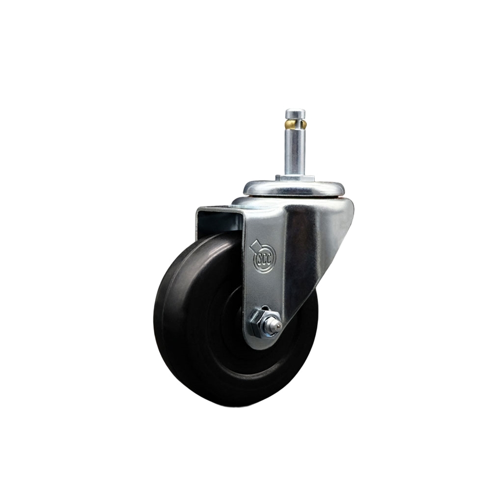 SCC-GR20S3514-SRS-716138 Soft Rubber Swivel Grip Ring Stem Caster with 3.5 x 1.25 in. Black Wheel & 0.43 in. Stem