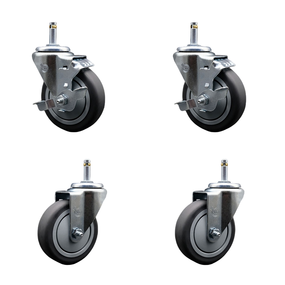 SCC-GR20S414-TPRB-TLB-716138-2-S-2 Thermoplastic Rubber Swivel Grip Ring Stem Caster, 4 x 1.25 in. Gray Wheels & 0.43 in. Stems - Set of 4