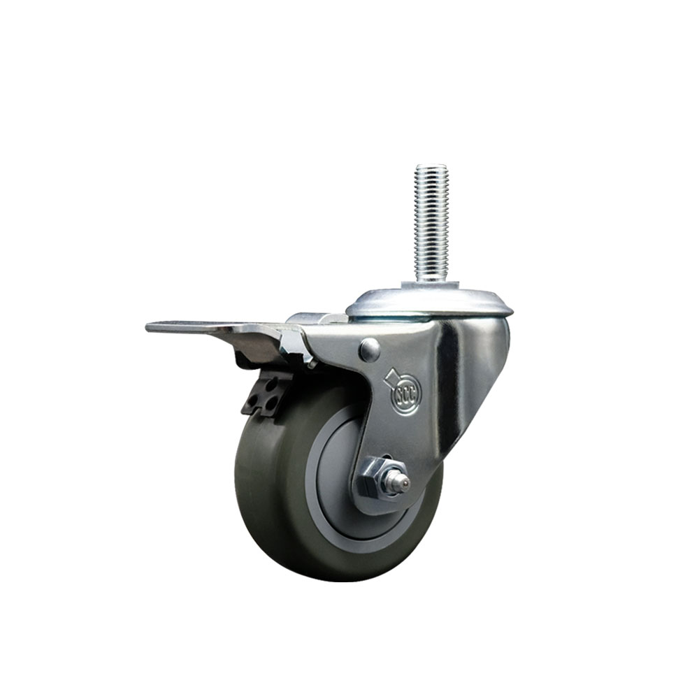SCC-TSTTL20S314-PPUB-34212 Polyurethane Swivel Threaded Stem Caster with 3 x 1.25 in. gray Wheel & 0.75 in. Stem & Total Locking Brake