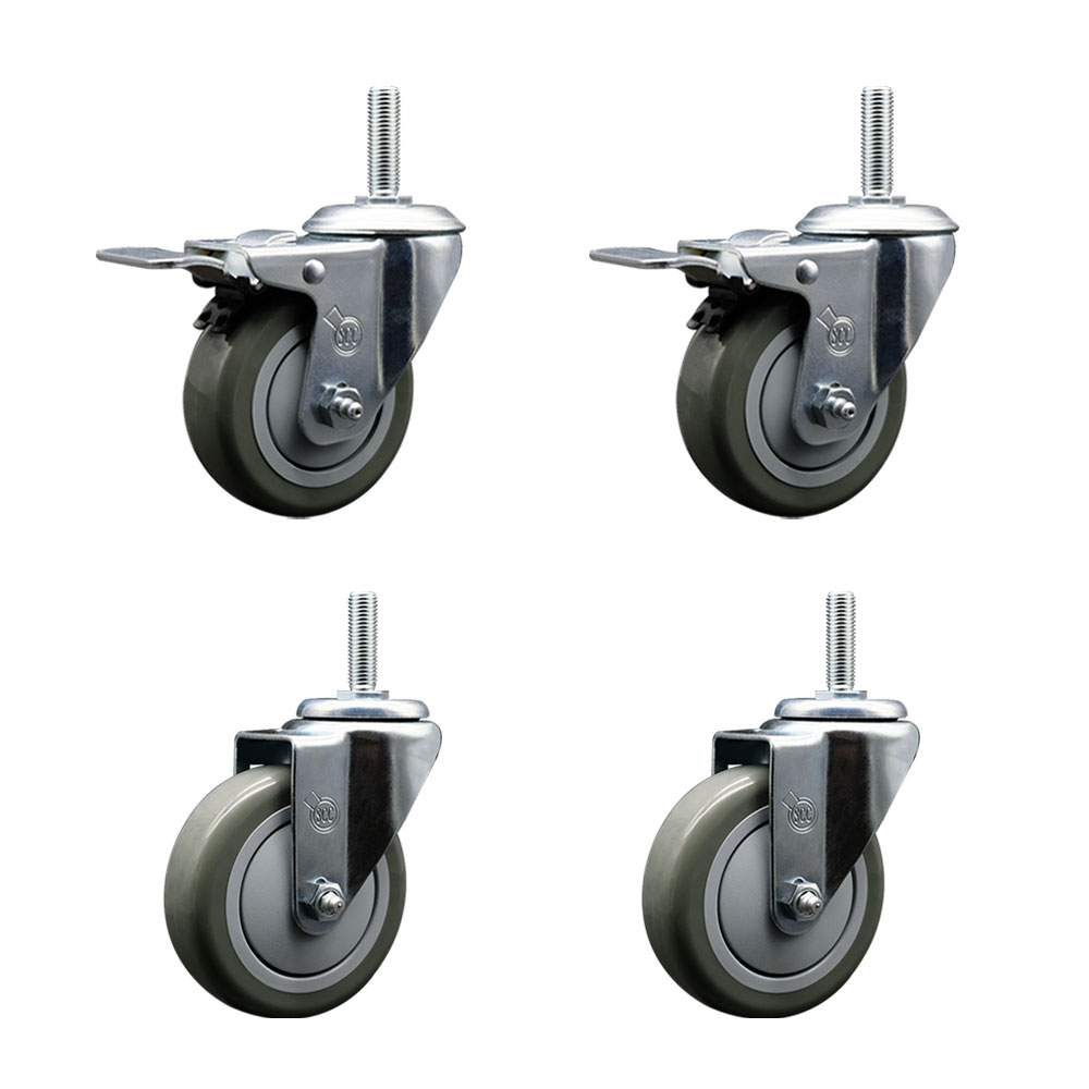 SCC-TSTTL20S414-PPUB-34212-2-S-2 Polyurethane Swivel Threaded Stem Caster with 4 x 1.25 in. Gray Wheels & 0.75 in. Stems - Set of 4