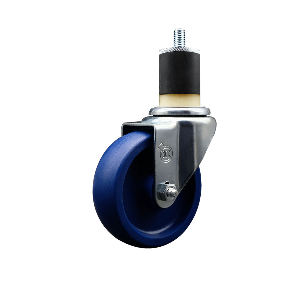SCC-EX20S414-SPUS-178 Solid Polyurethane Expanding Stem Swivel Caster with 4 in. Blue Wheel & 1.87 in. Stem
