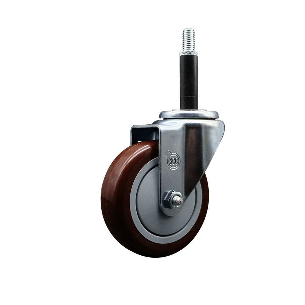SCC-EX20S414-PPUB-MRN-34 Polyurethane Expanding Stem Swivel Caster with 4 in. Maroon Wheel & 0.75 in. Stem
