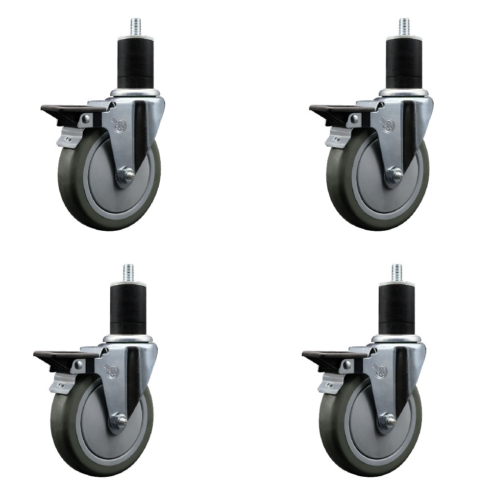 SCC-EX20S514-PPUB-PLB-134-4 Polyurethane Swivel Expanding Stem Caster with 5 in. Gray Wheels & 1.75 in. Stems - Set of 4