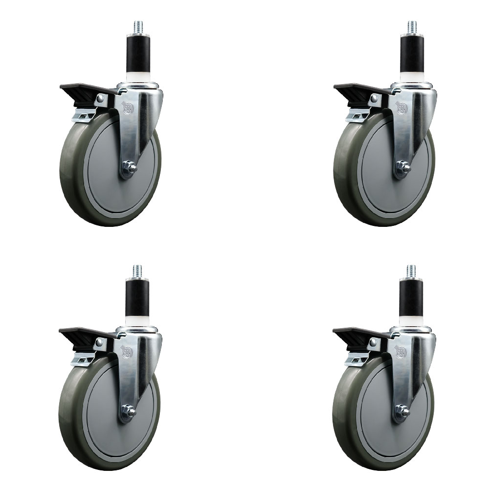 SCC-EX20S614-PPUB-PLB-138-4 Polyurethane Swivel Expanding Stem Caster with 6 in. Gray Wheels & 1.38 in. Stems - Set of 4