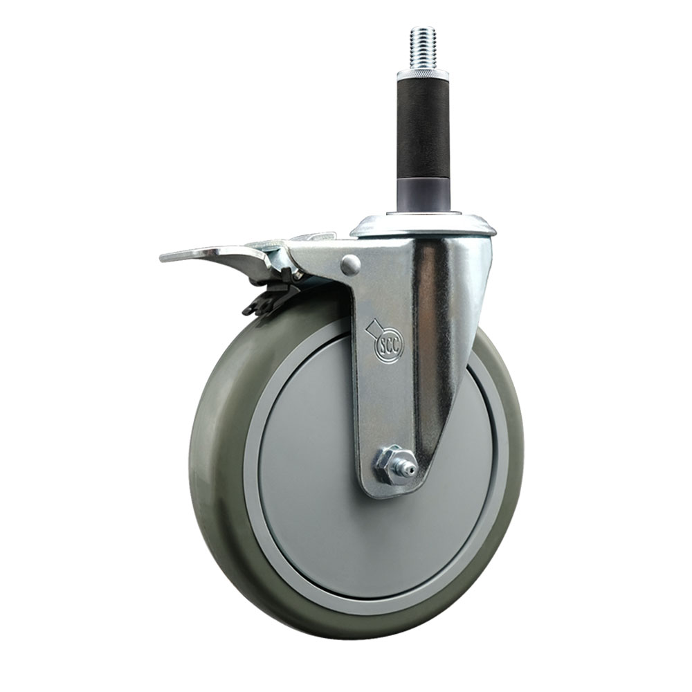 SCC-EXTTL20S614-PPUB-1 Polyurethane Expanding Stem Swivel Caster with 6 in. Gray Wheel & 1 in. Stem & Total Locking Brake