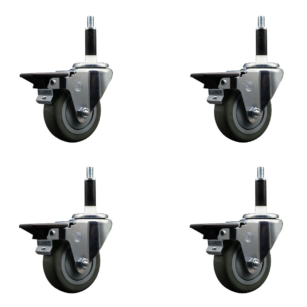 SCC-EX20S3514-PPUB-PLB-78-4 Polyurethane Swivel Expanding Stem Caster with 3.5 in. Gray Wheels & 0.87 in. Stems - Set of 4
