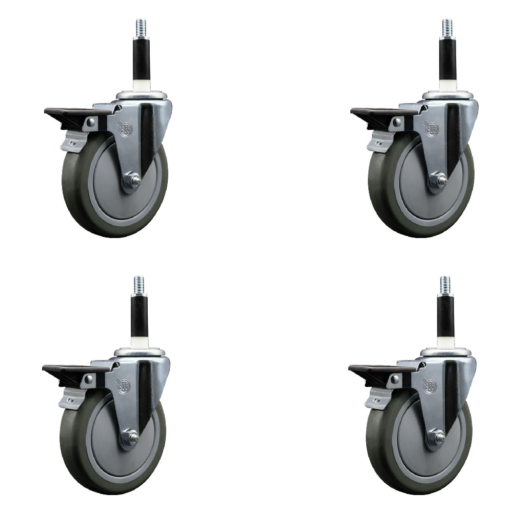 SCC-EX20S514-PPUB-PLB-78-4 Polyurethane Swivel Expanding Stem Caster with 5 in. Gray Wheels & 0.87 in. Stems - Set of 4