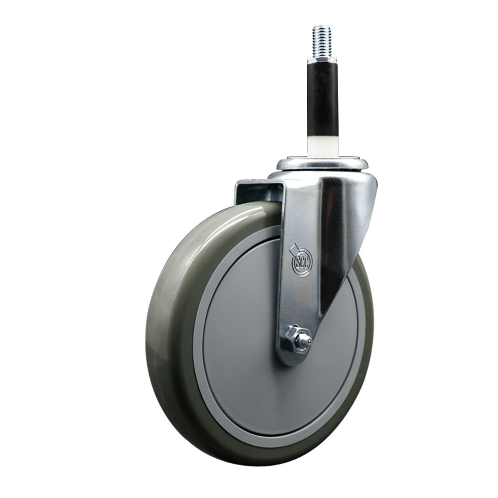 SCC-EX20S614-PPUB-78 Polyurethane Expanding Stem Swivel Caster with 6 in. Gray Wheel & 0.87 in. Stem