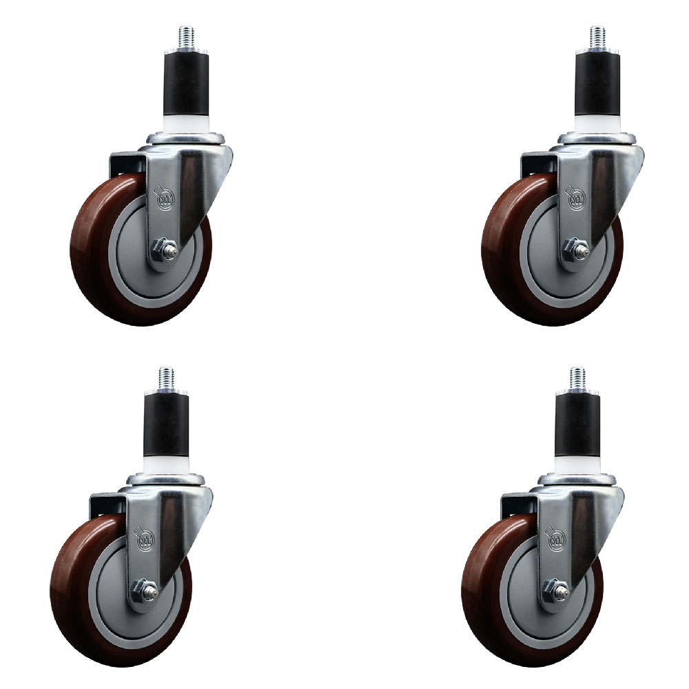 Polyurethane Swivel Caster - Maroon - Set of 4 - 350 lbs Capacity