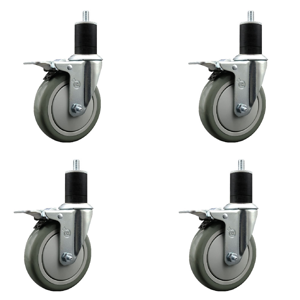 SCC-EXTTL20S514-PPUB-134-4 Polyurethane Swivel Expanding Stem Caster with 5 in. Gray Wheels & 1.75 in. Stems - Set of 4