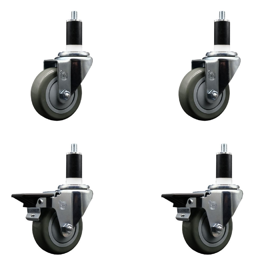 SCC-EX20S3514-PPUB-2-PLB-2-138 Polyurethane Swivel Expanding Stem Caster with 3.5 in. Gray Wheels & 1.38 in. Stems - Set of 4