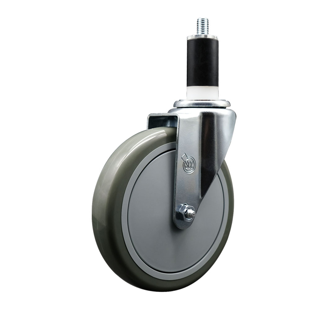 SCC-EX20S614-PPUB-138 Polyurethane Expanding Stem Swivel Caster with 6 in. Gray Wheel & 1.38 in. Stem