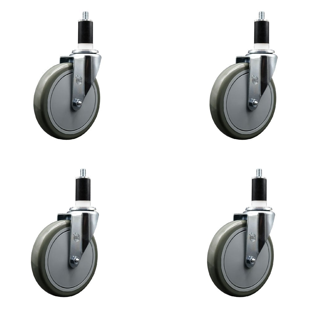 SCC-EX20S614-PPUB-138-4 Polyurethane Swivel Expanding Stem Caster with 6 in. Gray Wheels & 1.38 in. Stems - Set of 4