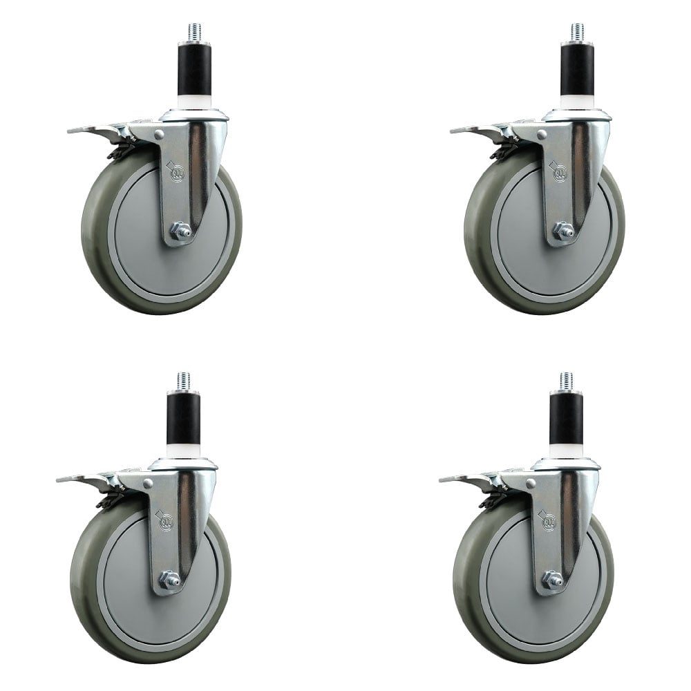 SCC-EXTTL20S614-PPUB-138-4 Polyurethane Swivel Expanding Stem Caster with 6 in. Gray Wheels & 1.38 in. Stems - Set of 4
