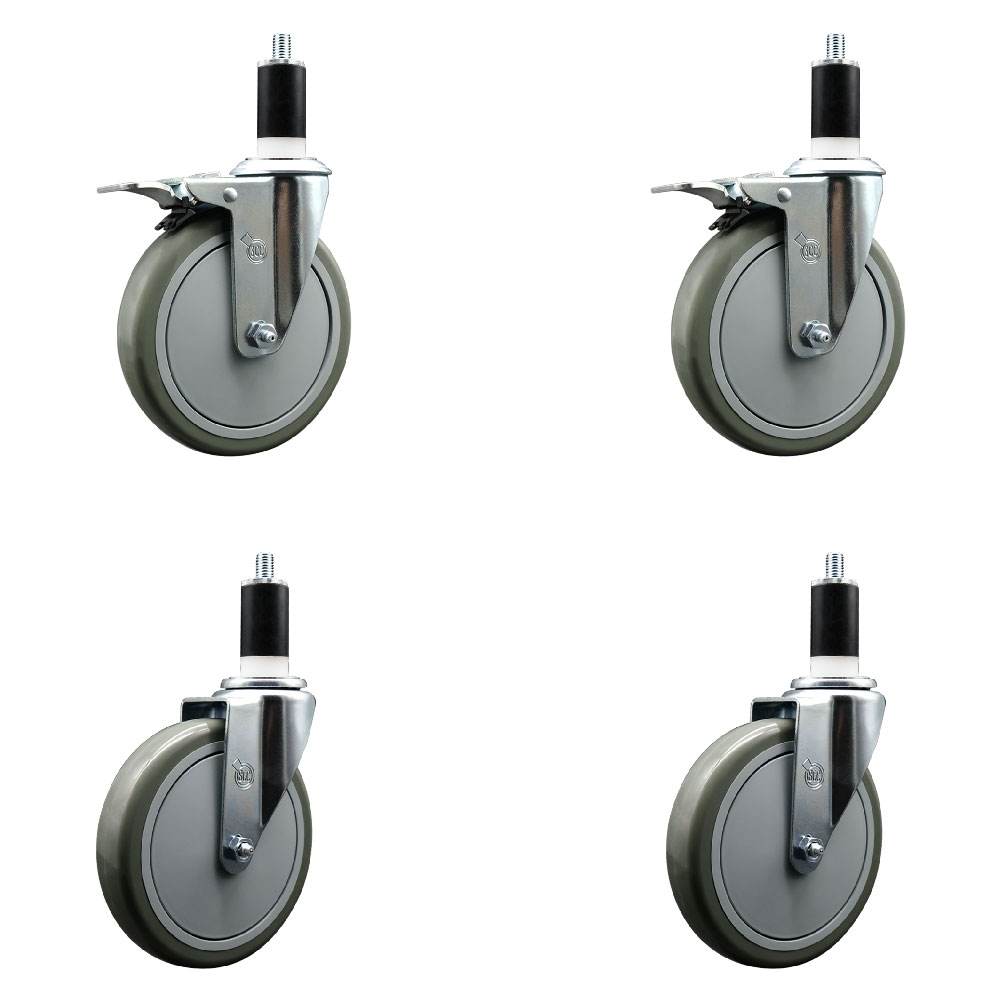 SCC-EXTTL20S614-PPUB-2-S-2-138 Polyurethane Swivel Expanding Stem Caster with 6 in. Gray Wheels & 1.38 in. Stems - Set of 4