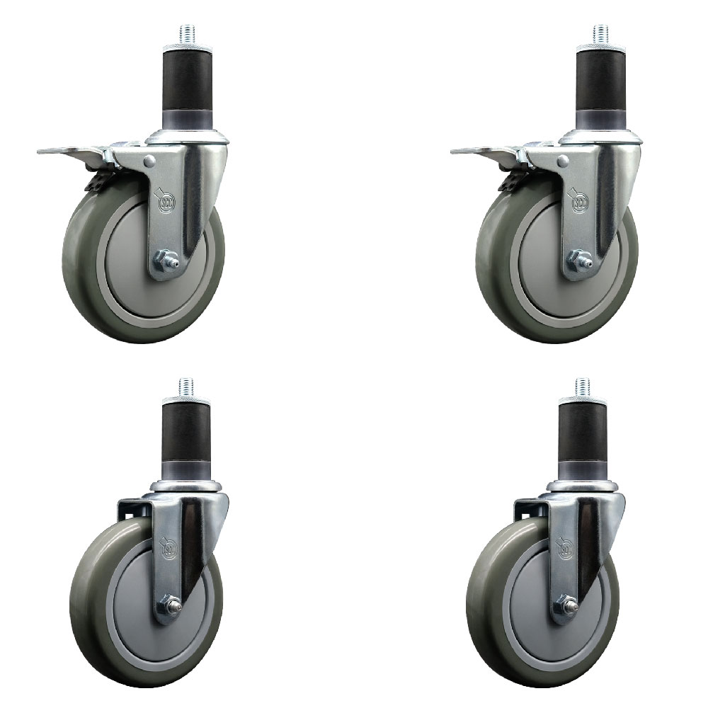SCC-EXTTL20S514-PPUB-2-S-2-158 Polyurethane Swivel Expanding Stem Caster with 5 in. Gray Wheels & 1.63 in. Stems - Set of 4