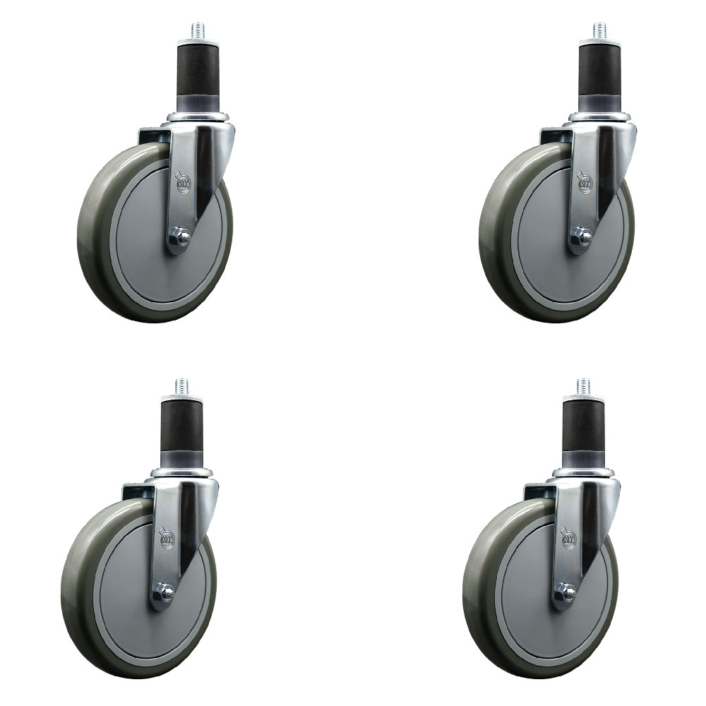 SCC-EX20S614-PPUB-158-4 Polyurethane Swivel Expanding Stem Caster with 6 in. Gray Wheels & 1.63 in. Stems - Set of 4