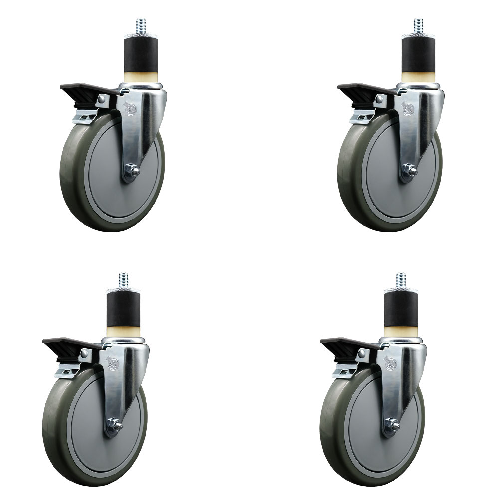 SCC-EX20S614-PPUB-PLB-178-4 Polyurethane Swivel Expanding Stem Caster with 6 in. Gray Wheels & 1.87 in. Stems - Set of 4