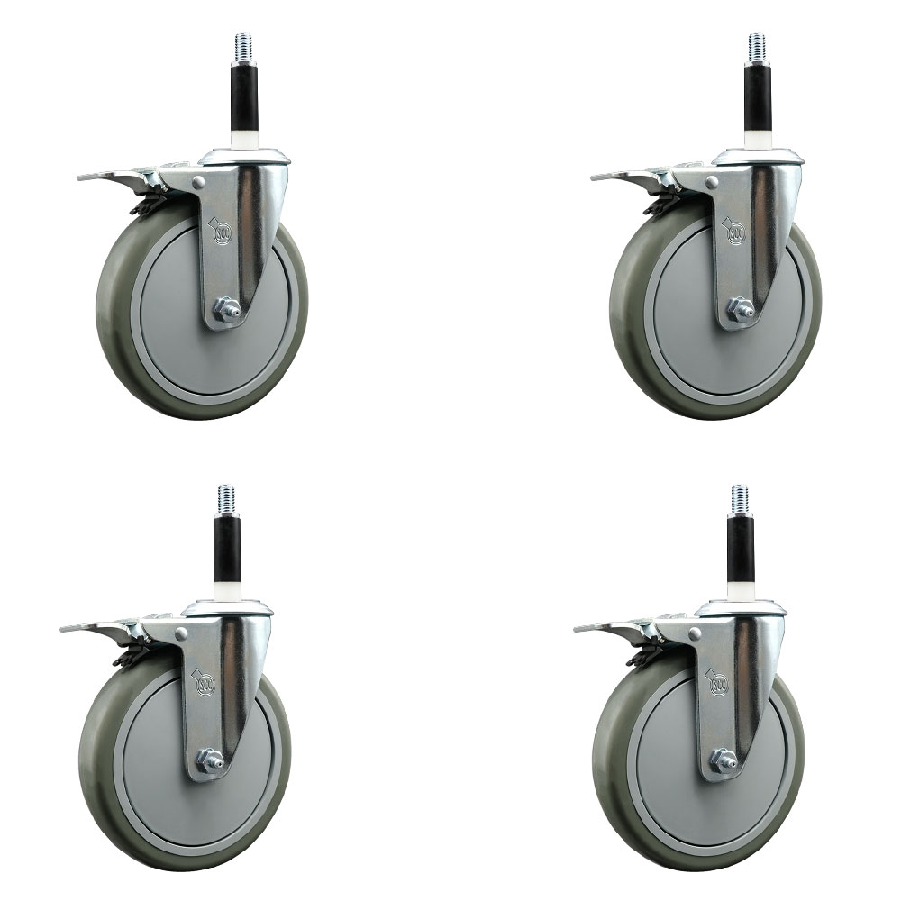 SCC-EXTTL20S614-PPUB-78-4 Polyurethane Swivel Expanding Stem Caster with 6 in. Gray Wheels & 0.87 in. Stems - Set of 4