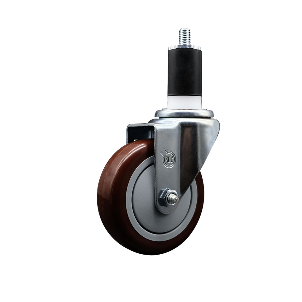 SCC-EX20S414-PPUB-MRN-112 Polyurethane Expanding Stem Swivel Caster with 4 in. Maroon Wheel & 1.5 in. Stem