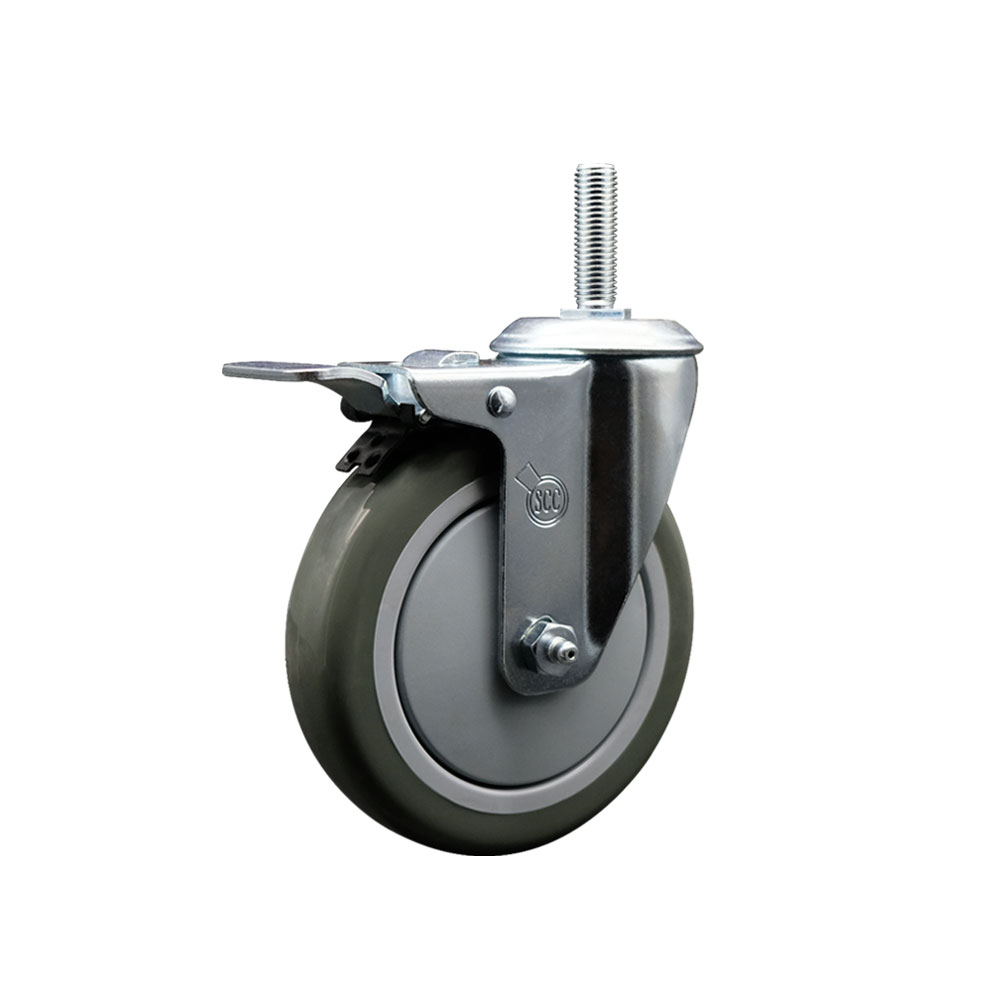 SCC-TSTTL20S514-PPUB-58212 Polyurethane Swivel Threaded Stem Caster with 5 x 1.25 in. gray Wheel & 0.63 in. Stem & Total Locking Brake