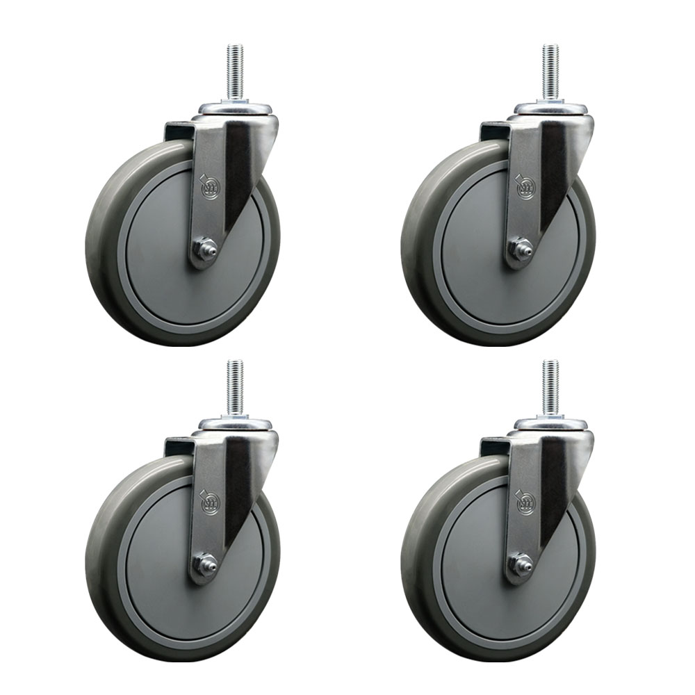 SCC-TS20S614-PPUB-58212-4 Polyurethane Swivel Threaded Stem Caster with 6 x 1.25 in. Gray Wheels & 0.63 in. Stems - Set of 4