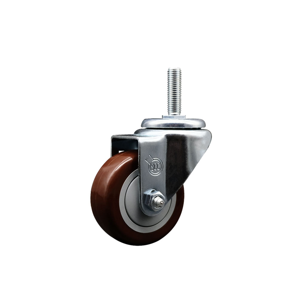 SCC-TS20S314-PPUB-MRN-34212 Polyurethane Swivel Threaded Stem Caster with 3 x 1.25 in. Maroon Wheel & 0.75 in. Stem