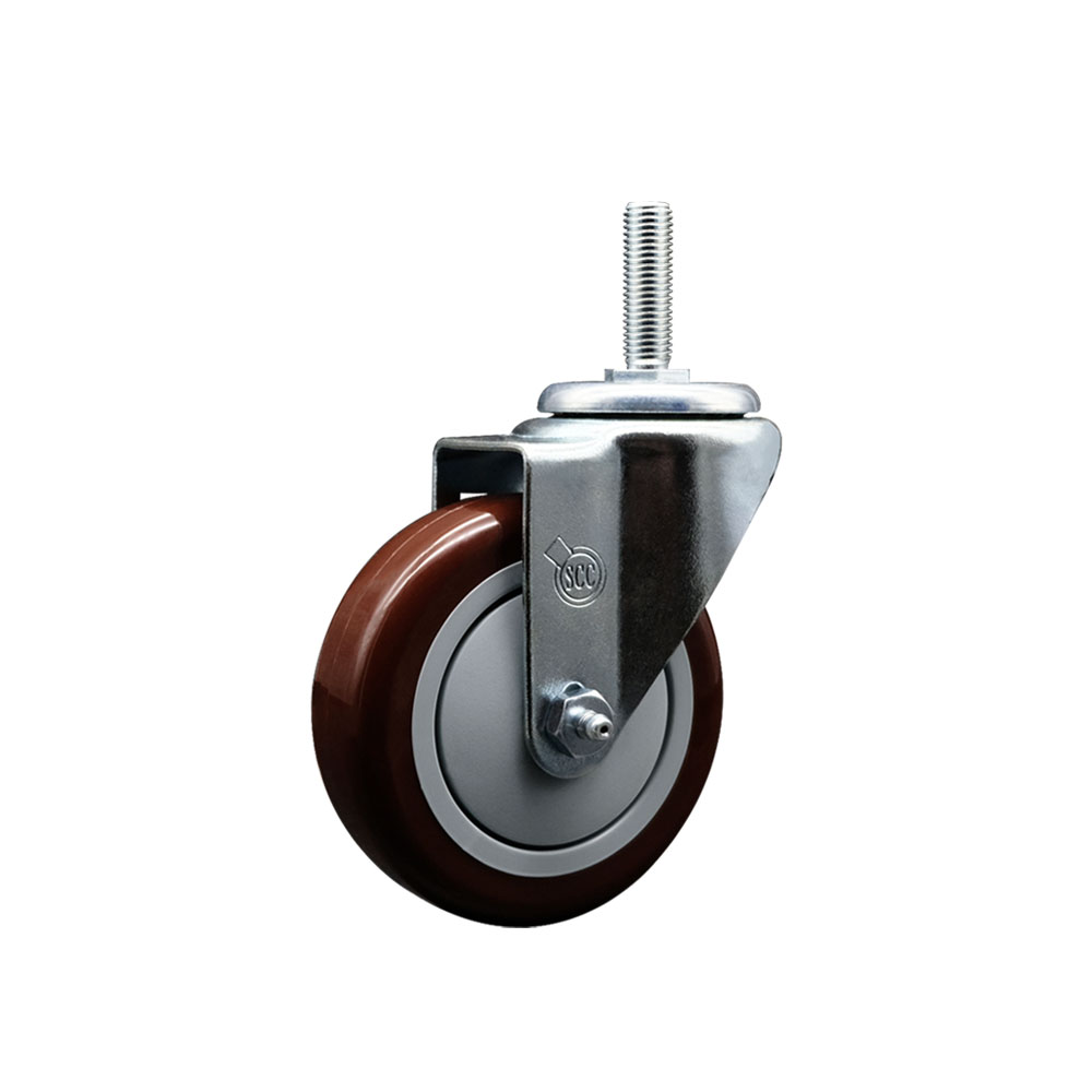 SCC-TS20S414-PPUB-MRN-34212 Polyurethane Swivel Threaded Stem Caster with 4 x 1.25 in. Maroon Wheel & 0.75 in. Stem