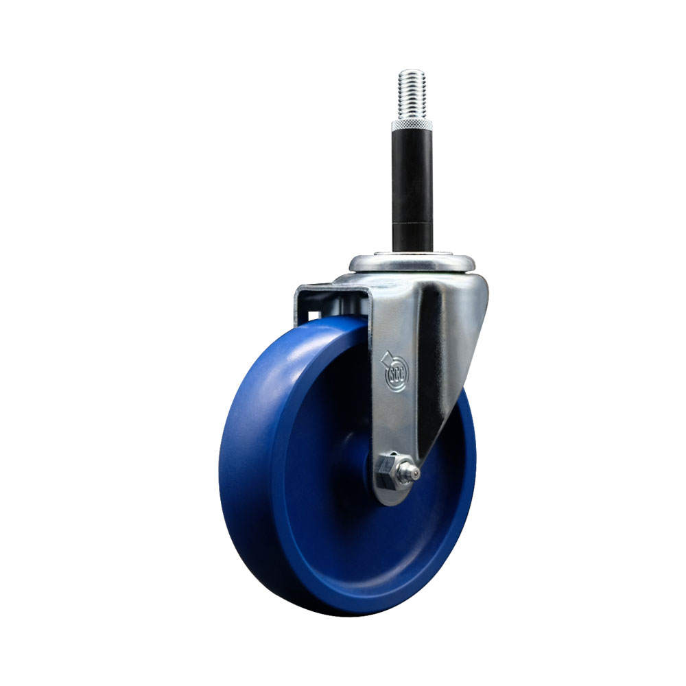 SCC-EX20S514-SPUS-34 Solid Polyurethane Expanding Stem Swivel Caster with 5 in. Blue Wheel & 0.75 in. Stem
