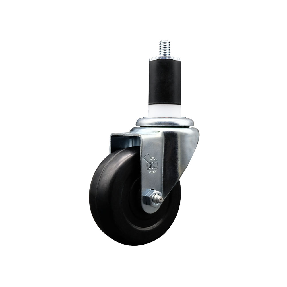 SCC-EX20S3514-SRS-112 Soft Rubber Expanding Stem Swivel Caster with 3.5 in. Black Wheel & 1.5 in. Stem