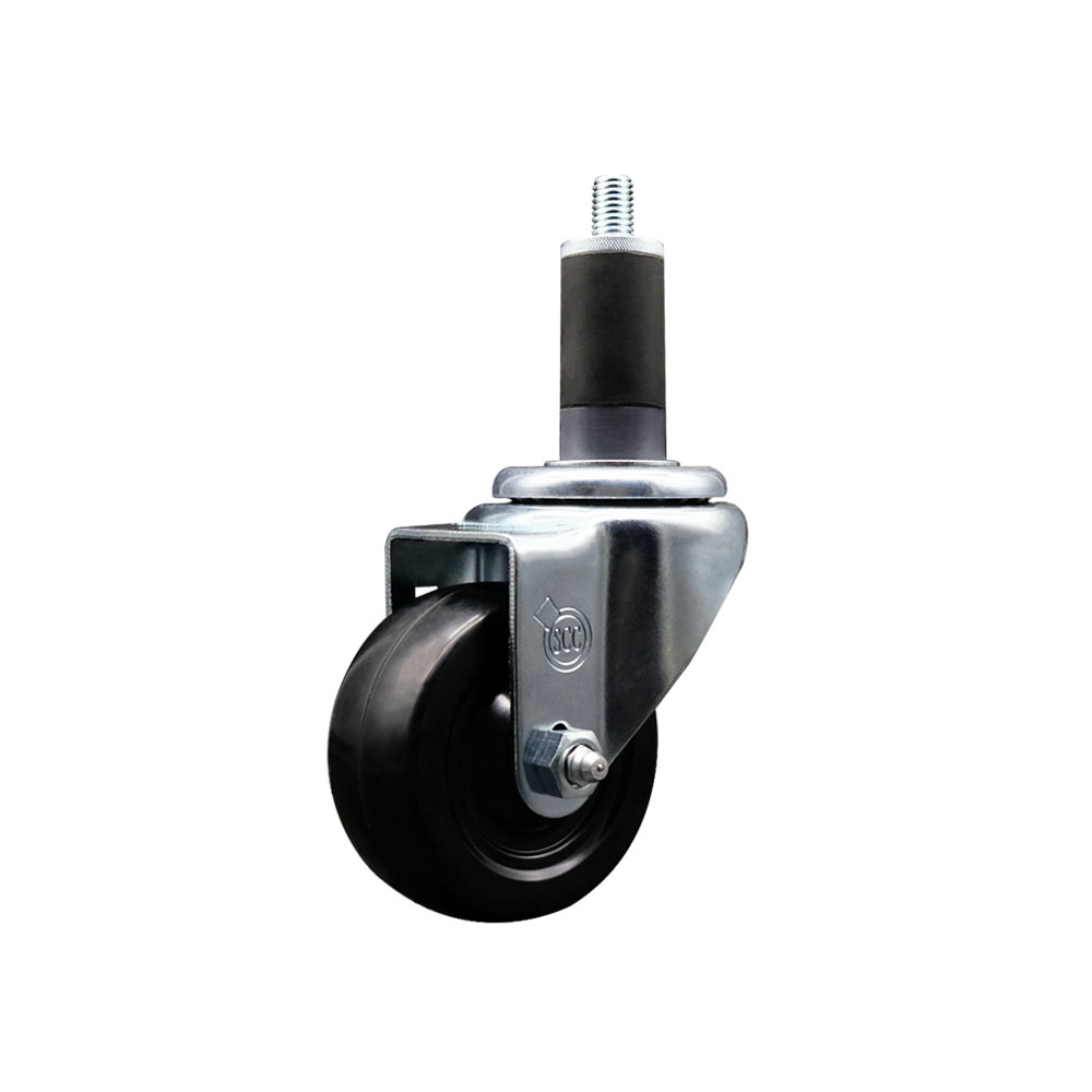 SCC-EX20S314-SRS-114 Soft Rubber Expanding Stem Swivel Caster with 3 in. Black Wheel & 1.25 in. Stem