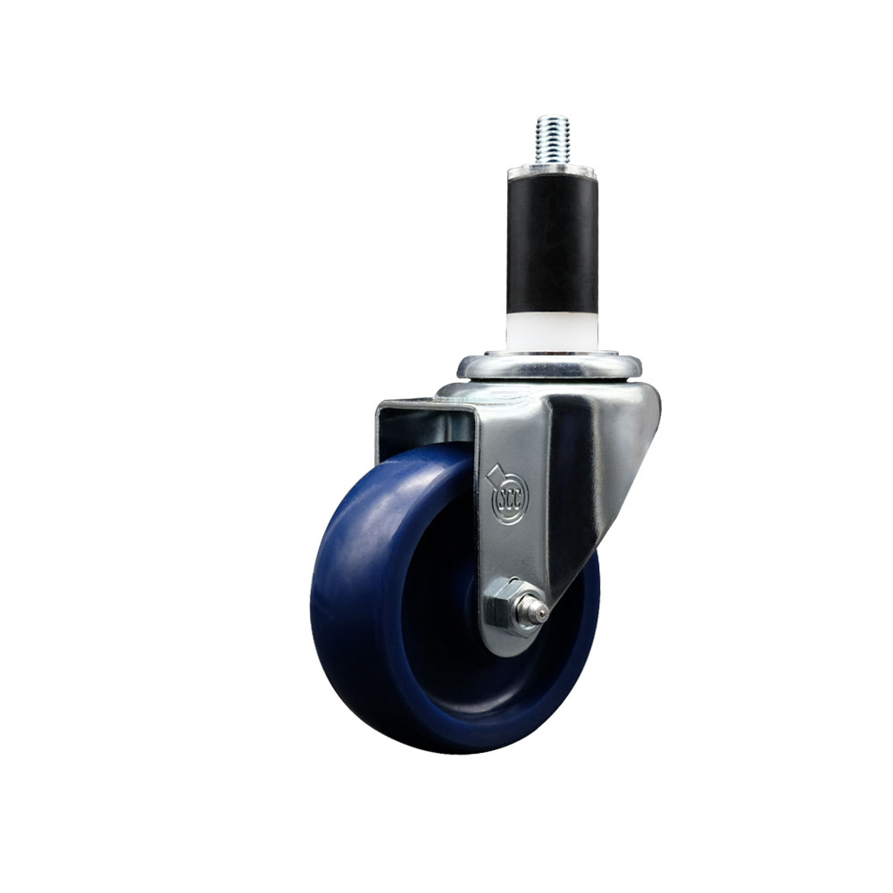 SCC-EX20S3514-SPUS-138 Solid Polyurethane Expanding Stem Swivel Caster with 3.5 in. Blue Wheel & 1.38 in. Stem