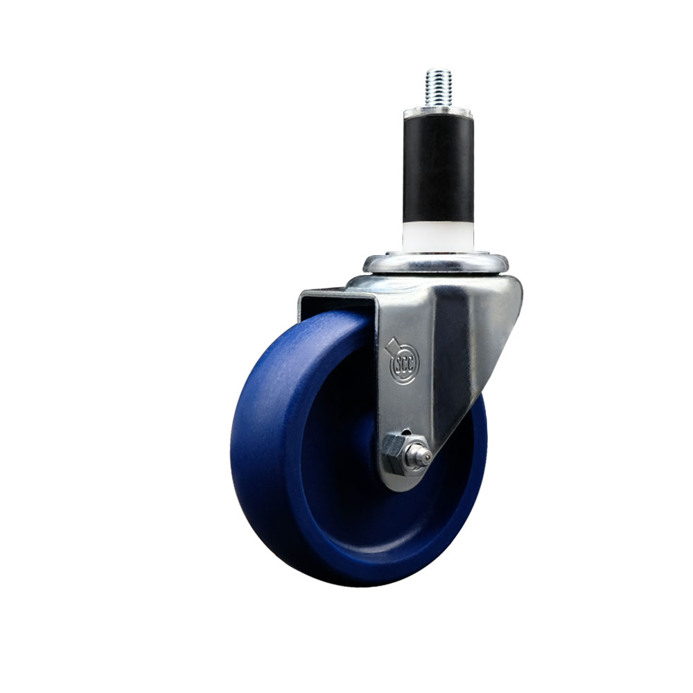 SCC-EX20S414-SPUS-138 Solid Polyurethane Expanding Stem Swivel Caster with 4 in. Blue Wheel & 1.38 in. Stem