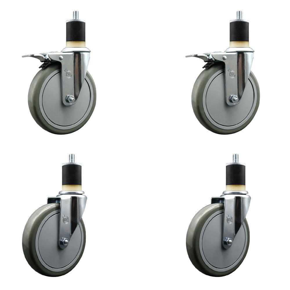SCC-EXTTL20S614-PPUB-2-S-2-178 Polyurethane Swivel Expanding Stem Caster with 6 in. Gray Wheels & 1.87 in. Stems - Set of 4